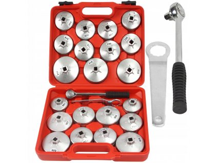 Kľúče na olejový filter, sada ALU kľúčov na olejové filtre 23ks + račňa