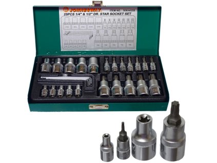 Súprava nástrčných hlavíc a kľúčov Torx a E 1/4" a 1/2" 25 ks Jonnesway S06H425S