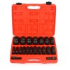 Nástrčné úderové hlavice 1/2 '' 10-38mm, sada 20ks rázových kľúčov