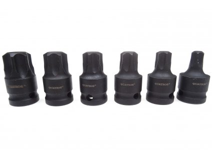 Zástrčné hlavice úderové TORX 1/2", T55-T100, sada 6 kusů - QUATROS QS50067