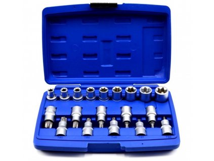 Nástrčné klíče TORX E10 E24 bity T20 T70 1 2" 19ks