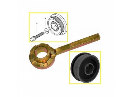 Klíč na demontáž řemenice klikové hřídele BMW E46 E60 E90 Klíč na aretování řemenice klikové hřídele BMW E46 E60 E90 naftové motory
