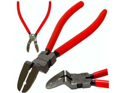 kleště na demontáž příchytek a spon čalounění („tapecíru“) v interiéru auta, délka 175 mm, vyhnutá hlava 45 ° – QUATROS QS24570