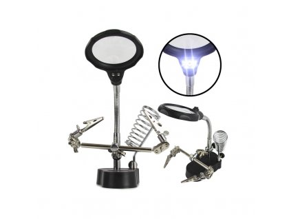 M79341 Stojan s lupou a led světlem, třetí ruka