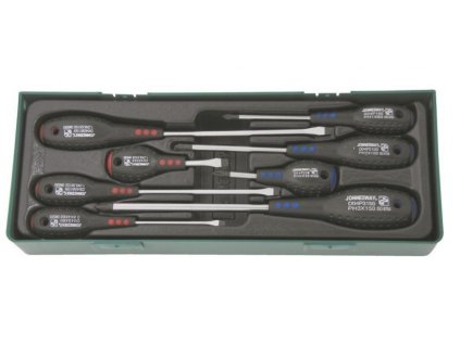 Magnetické šroubováky křížových a plochých ve vložce do dílenského vozíku, 8ks Jonnesway D04PP08SP