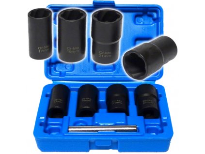 Klíče – hlavice na povolení poškozených šroubů a matic, vodicí 4-hran 1/2", sada 5 ks klíčů 17,  19, 21, 22 mm/MGS01846