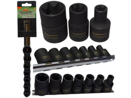 Úderové nástrčné klíče 1/2" Torx E10-E24 Jonnesway S13A4E07S