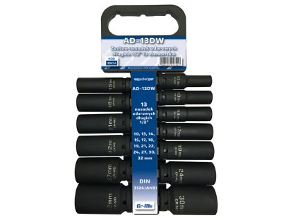 Úderové hlavice z CR MO pro pneumatické utahováky v rozměrech od 10mm do 32mm se čtyřhranem, Rázové hlavice 1/2 " cálové 10 - 32 mm