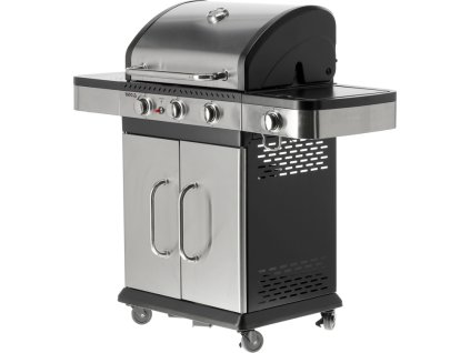 Plynový zahradní nerezový gril 3+1 litinový kryt s roštem 11,2kW Yato YG-20018