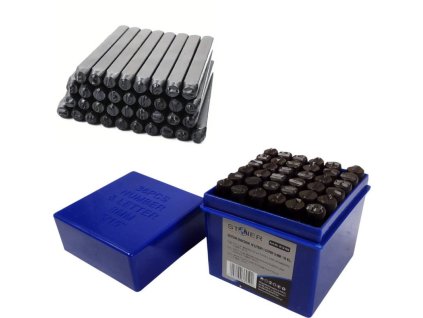 Razící matrice písmen, čísel a "&" 8mm 36ks Silver S12102