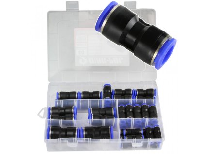 Pneumatická rychlospojka, přímé připojení pro hadice PA, PU, ​​PE 4-16 mm, sada 40 kusů