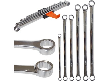 Rovné a dlouhé očkové klíče 8-24 mm 6 ks Silver S11034