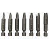 Sada bitů na uvolnění poškozených šroubů TORX, 1/4´´: TE 10; TE 15; TE 20; TE 25; TE 27; TE 30; TE40. - 50mm, O6mm