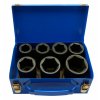 Úderové hlavice prodloužené 1'' ,násadky 24 - 46mm, 6-hran, 7 dílná sada CR-MO