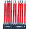 Sada bitů pro ruční práci a použití s ​​aku šroubováky křížové, ploché a torx 110m 10ks 1/4" BGS B.20812