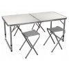 Skládací kempingový stůl 120x60cm se 4 židlemi a nastavením výšky 55-70cm