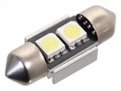 Žárovka 2 SMD LED 12V sufitka SV8.5 s rezistorem CAN-BUS ready bílá