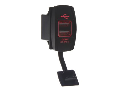 2x USB zásuvka "Rocker", červené podsvietenie