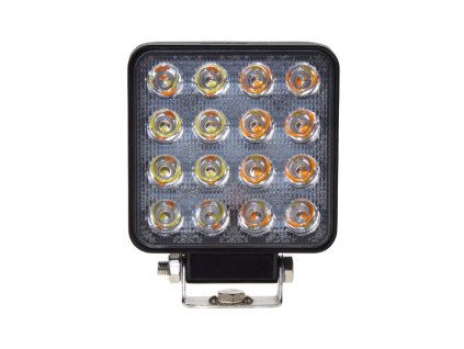 LED svetlo štvorcové biele/oranžové, 16x3W, 110x110mm, ECE R10