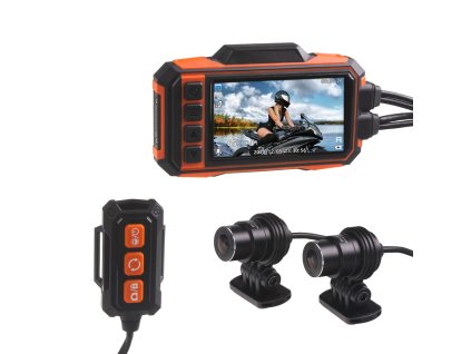 Motocyklová kamera DUAL FULL HD, 3" LCD, IP67 s GPS