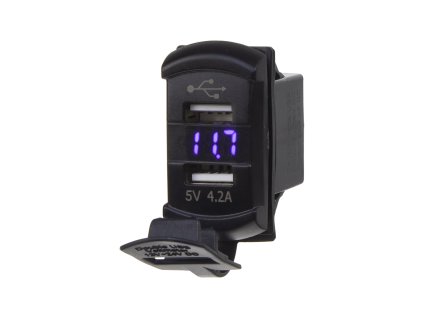 2x USB zásuvka s voltmetrom "Rocker"