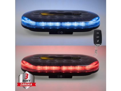 AKU LED rampa modrá/červená, 48xLED, magnet, 328mm, ECE R65 R10