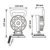 LED svetlo okrúhle, biele/oranžové, 9x3W/9x1W, ø114mm, magnet, ECE R10