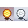 LED svetlo okrúhle, biele/oranžové, 9x3W/9x1W, ø114mm, magnet, ECE R10