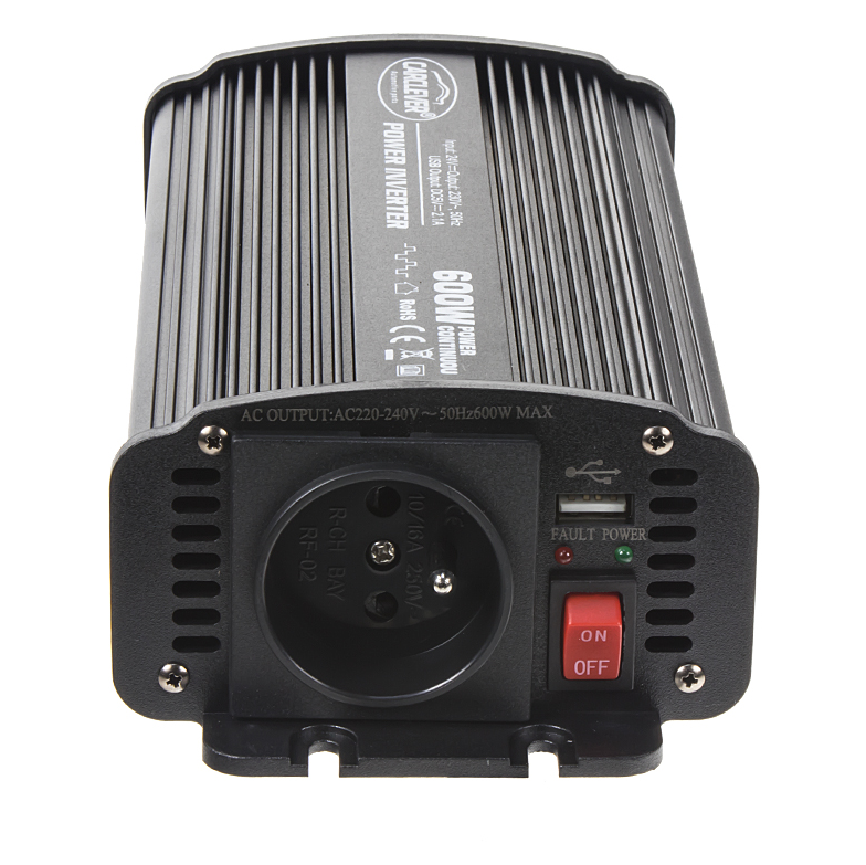 CARCLEVER Měnič napětí z 24/230V + USB, 600W