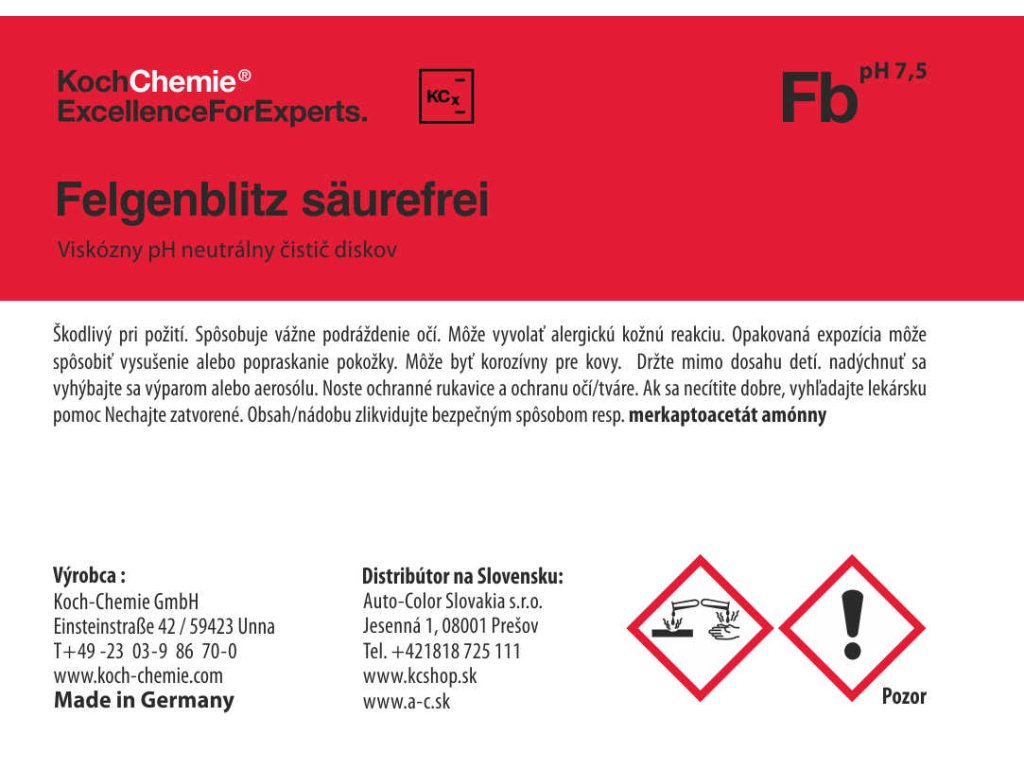 713 koch chemie produktova etiketa felgenblitz saurefrei viskozny ph neutralny cistic diskov