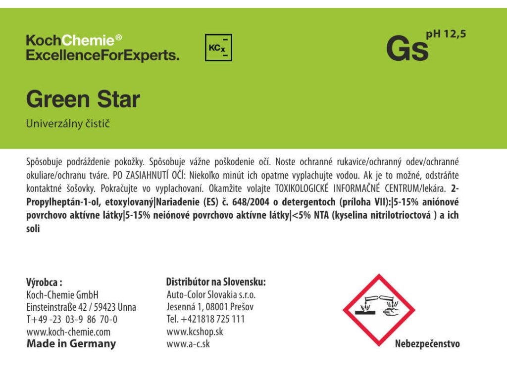 695 koch chemie produktova etiketa green star univerzalny cistic