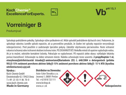 659 koch chemie produktova etiketa vorreiniger b predumyvac