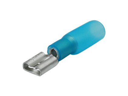 Poloizolovaný konektor 6,3 mm se smrštitelnou izolací - modrý