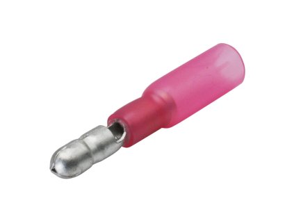 Faston kruhový - kolík 4 mm pro kabel 0,5-1,5 mm / smršť. izolace - červený