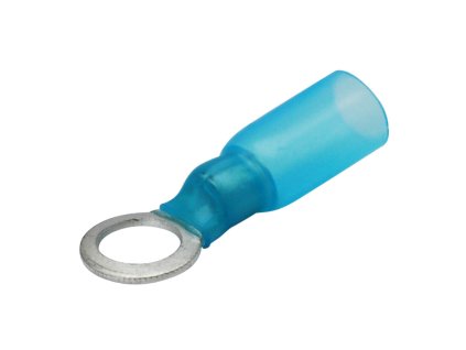 Kabelové oko 6,5 mm se smršť. trubicí - modré