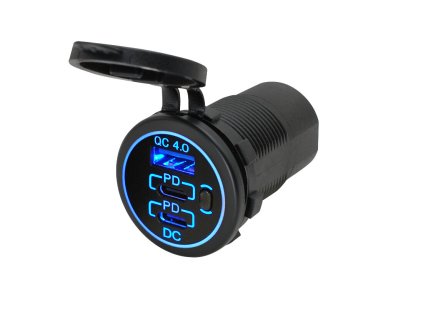 Adaptér 12/24V → 2x USB-C QC4PD + 1x USB-A