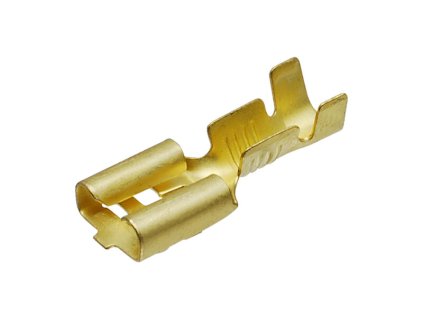 Konektor Faston 6,3 mm s zazíčkem / 0,8 mm mezera / 1 - 2,5 mm  vodič - mosaz