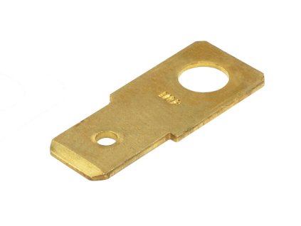 Nýtovací konektor 6,3 mm - rovný / 4,2 mm otvor / 0,8 mm síla - mosaz