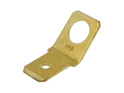 Nýtovací konektor 6,3 mm / 5,2 mm otvor / 45° - mosaz