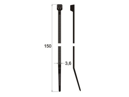 Stahovací pásky 150 x 3,6 mm