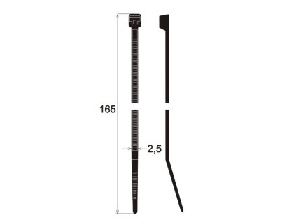 Stahovací pásky 165 x 2,5 mm