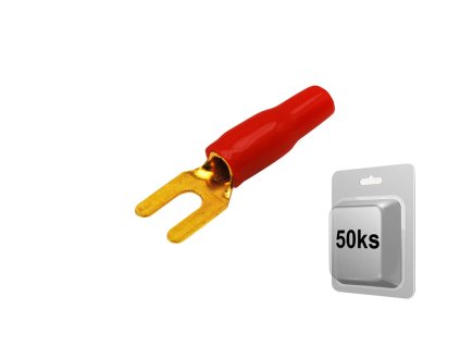 Vidlička na kabel 4 mm² / červená - 50 ks