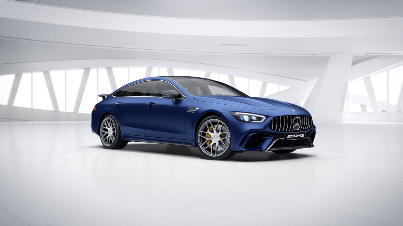 MERCEDES AMG GT 63 S 4MATIC+ 4-DOOR COUPÉ - modrá designo magno metalíza