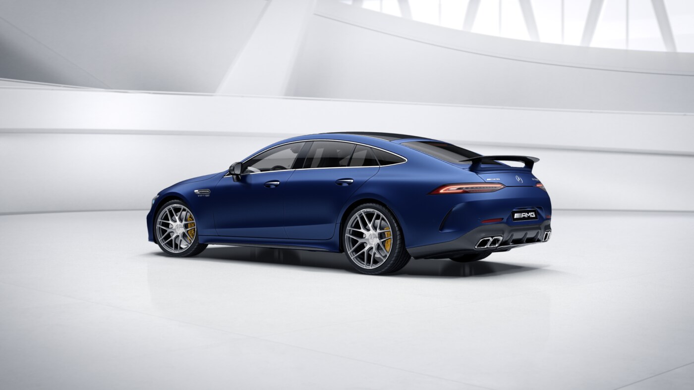 MERCEDES AMG GT 63 S 4MATIC+ 4-DOOR COUPÉ - modrá designo magno metalíza