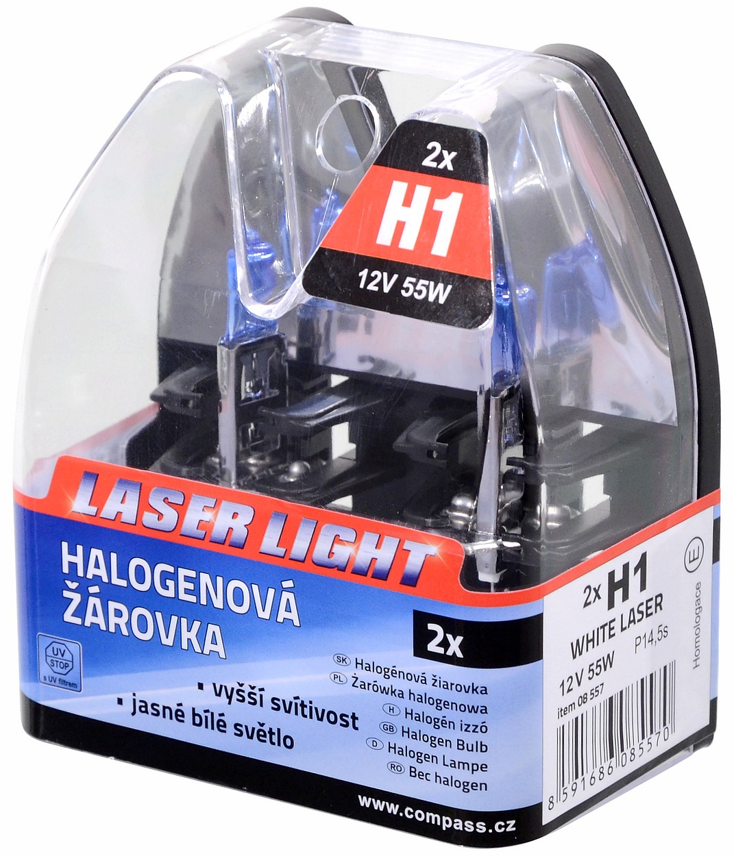 Compass Žárovka 12V H1 55W P14,5s WHITE LASER 2ks