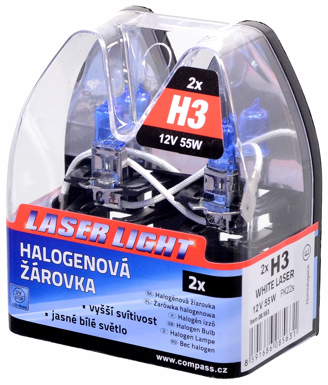 Compass Žárovka 12V H3 55W Pk22s WHITE LASER 2ks