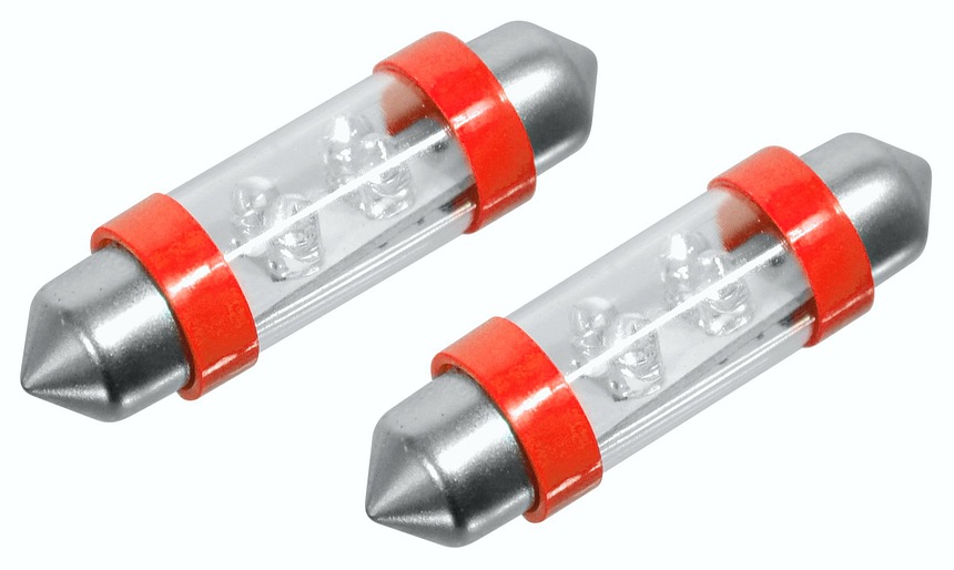 Compass Žárovka 4LED 12V suf. SV8.5 38mm červená 2ks