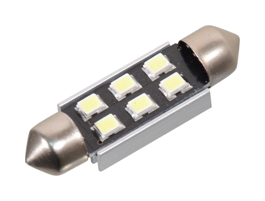 Compass Žárovka 6 SMD LED 12V suf. SV8.5 38mm s rezistorem CAN-BUS bílá