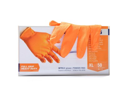 REFLEXX Rukavice nitrilové FULL GRIP bez pudru oranžové 50ks