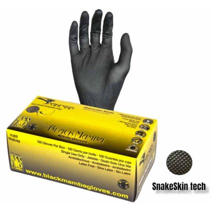 Black Mamba Nitrile Gloves SNAKESKIN L ochranné vyztužené rukavice balení 100 ks